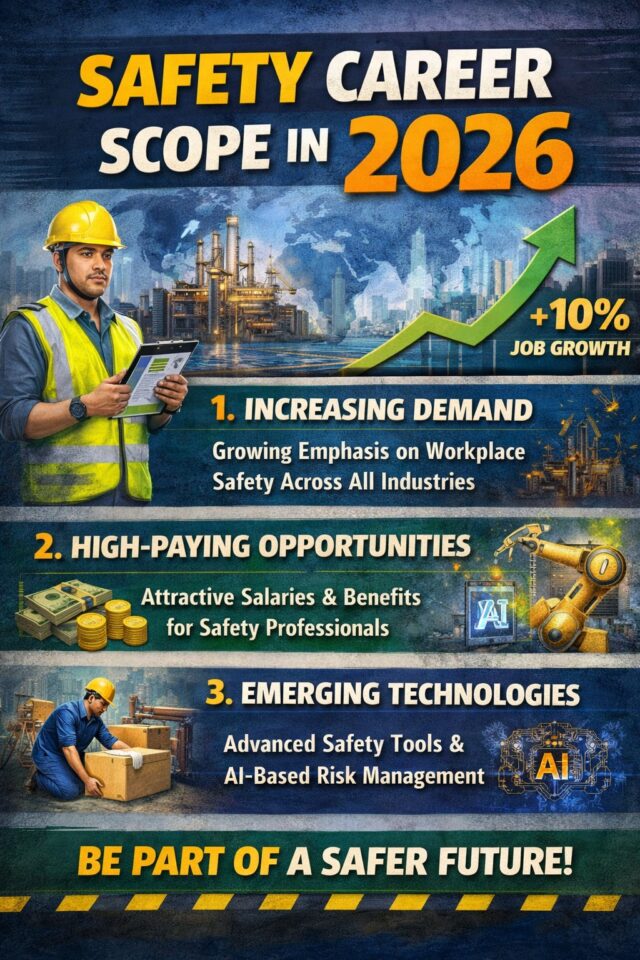🚧 The future belongs to Safety Professionals!
In 2026, industries are prioritizing safety like never before — creating massive career opportunities.
💼 High demand
💰 Attractive salaries
📈 Global growth

👉 Start your safety career today & secure your future!
