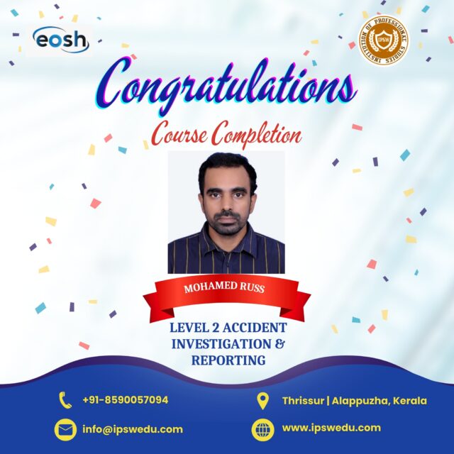 Another learner has successfully completed their professional training at IPSW Institution!

Equipped with industry-relevant knowledge and practical skills.

One step closer to exciting career opportunities in the safety profession.

Start your journey with IPSW and earn a certificate that makes a difference.