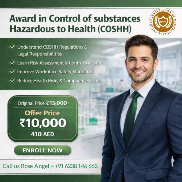 Control the risk before it controls you!
Understand COSHH risk assessment & exposure limits.
Prevent illness and create a safer work environment.
 Register today and stay compliant!
https://wa.me/916238146662