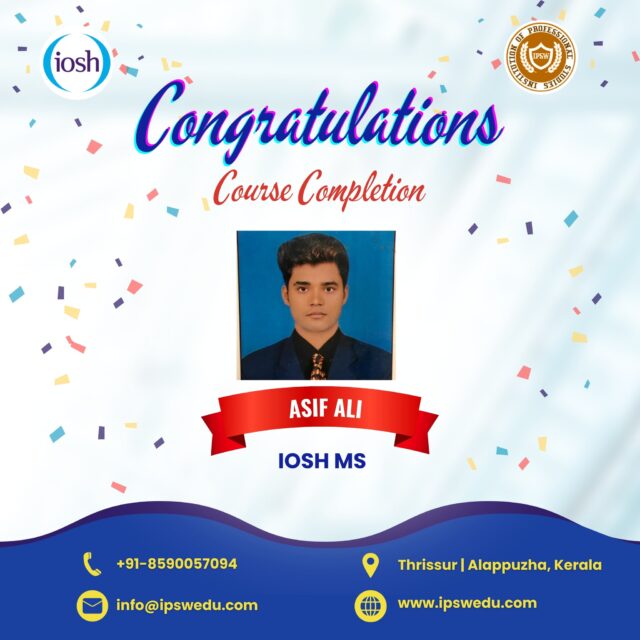 A milestone achieved!
Congratulations to Asif Ali for completing IOSH.
We wish you great success and continuous growth in your professional journey.