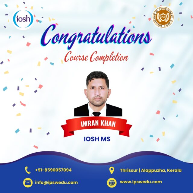 A milestone achieved!
Congratulations to Imran Khan for completing IOSH.
We wish you great success and continuous growth in your professional journey.