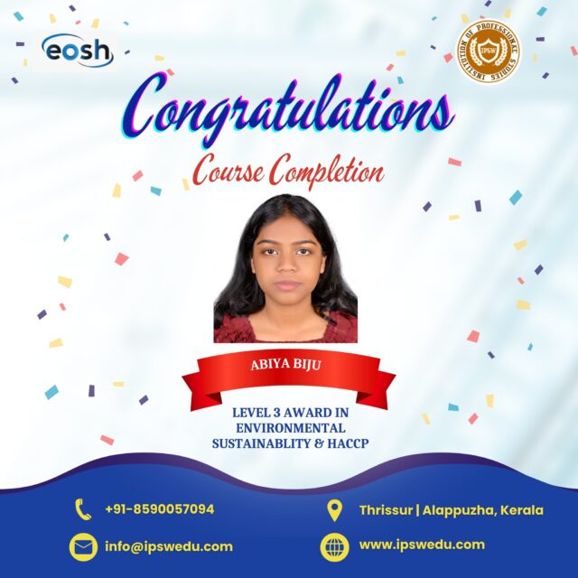 Another learner has successfully completed their professional training at IPSW Institution!

Equipped with industry relevant knowledge and practical skills.

One step closer to exciting career opportunities in the safety profession.

Start your journey with IPSW and earn a certificate that makes a difference.
