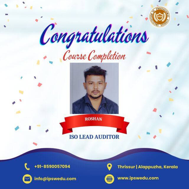 Another learner has successfully completed their professional training at IPSW Institution!

Equipped with industry-relevant knowledge and practical skills.

One step closer to exciting career opportunities in the safety profession.

Start your journey with IPSW and earn a certificate that makes a difference.